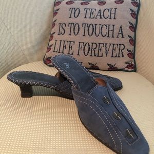 Blue Denim Mules with Chunky Low Heel